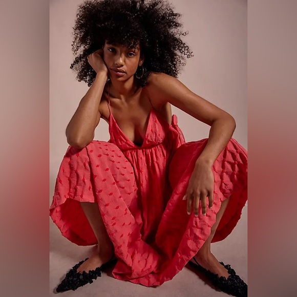 NWT! RARE! Free People Primmy Midi Dress, SZ Small in Ice Coral - Picture 3 of 15